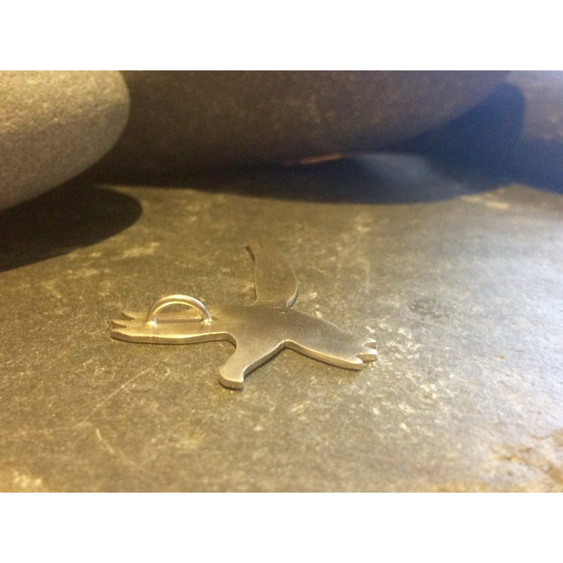 Pheasant necklace - Pheasant in flight pendant - Sterling Silver