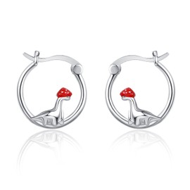 KINGWHYTE Dinosaur Earrings for Women S925 Sterling Silver Small Hypoallergenic Hoop Earrings Sleeper Earring Dinosaur Jewelry Valentines Day Gifts for Her