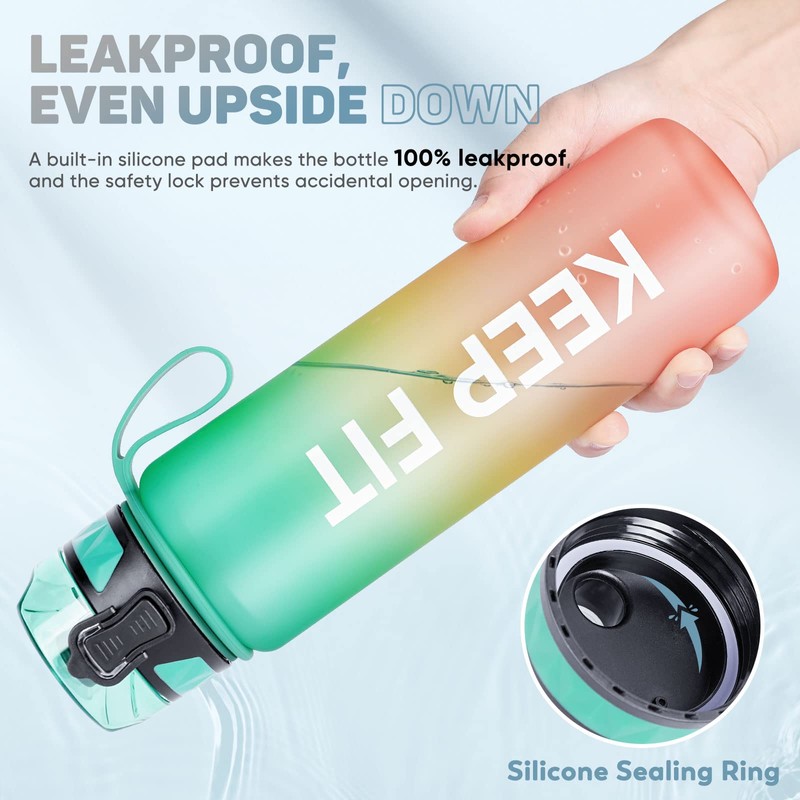 FULDENT Trinkflasche 1L Sport Wasserflasche [Trinkflasche BPA Frei] Trinkflasche mit