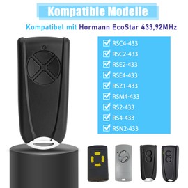 pepape Garage Opener Remote Control for EcoStar RSC4-433, RSC2-433, RSE2-433, Gate Handheld Transmitter for Hormann EcoStar Liftronic 500/700/800 for Portronic D2500/D5000/S4000