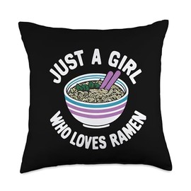 Cute Kawaii Asian Noodles Lover Just a Girl Who Loves Ramen Throw Pillow