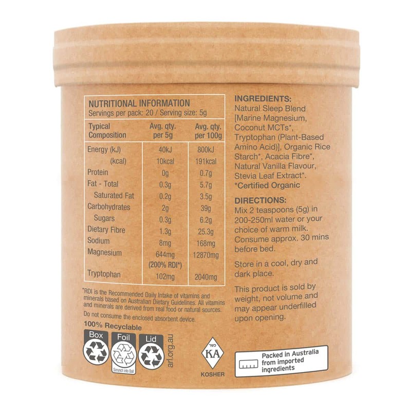 Amazonia Raw Sleep Magnesium - Dreamy Vanilla, 100g
