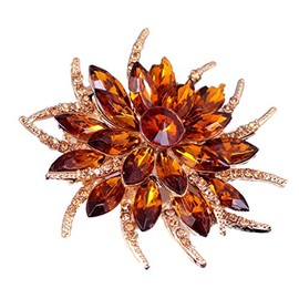 YAZILIND Fashion Large Flower Rhinestones Alloy Zirconia Brooch Corsage Women Girls Accessories, Rhinestone, Cubic Zirconia