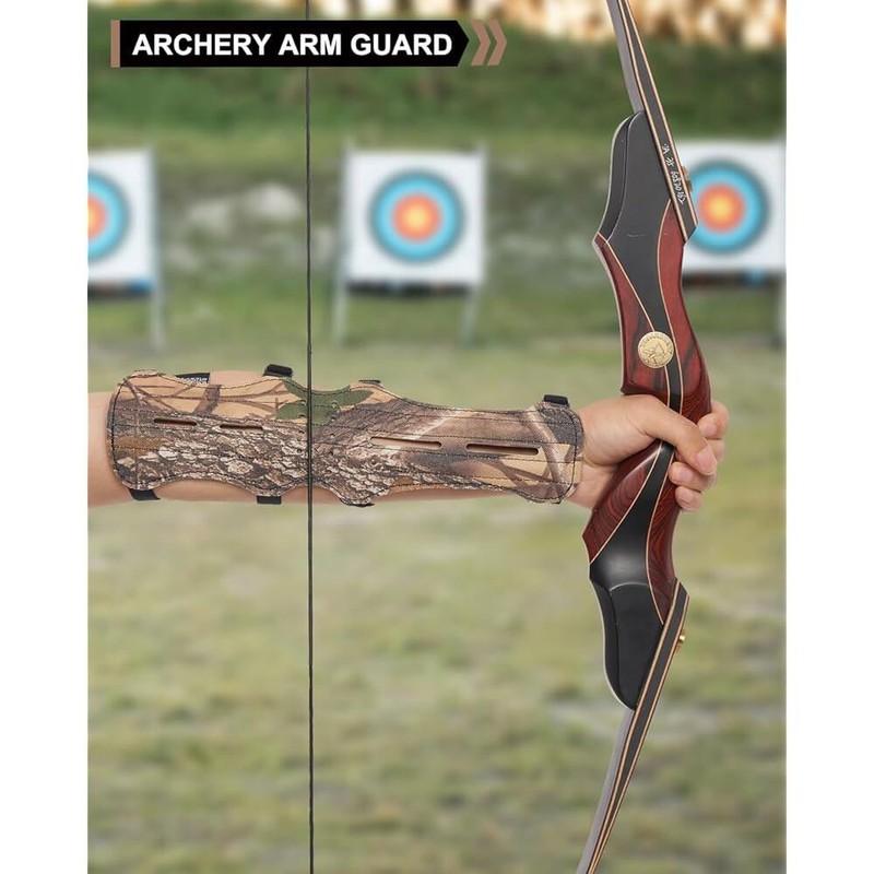 TOPPARCHERY 12인치 소 가죽 팔 보호대, 4개의 조절 가능한 스트랩