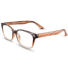 Brown Wood Tone Reading Glasses Men & Women with Unique Style & Sturdy Made - Strong Spring Hinge Readers for Women & Men - Trendy for all Face Shapes High End Fashion Reading Glasses - Cheaters 1.0