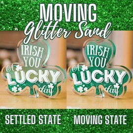 InnoBeta Irish Gifts Shamrock Decorative Acrylic Table Signs Glitter for St.Patrick's Day, Christmas