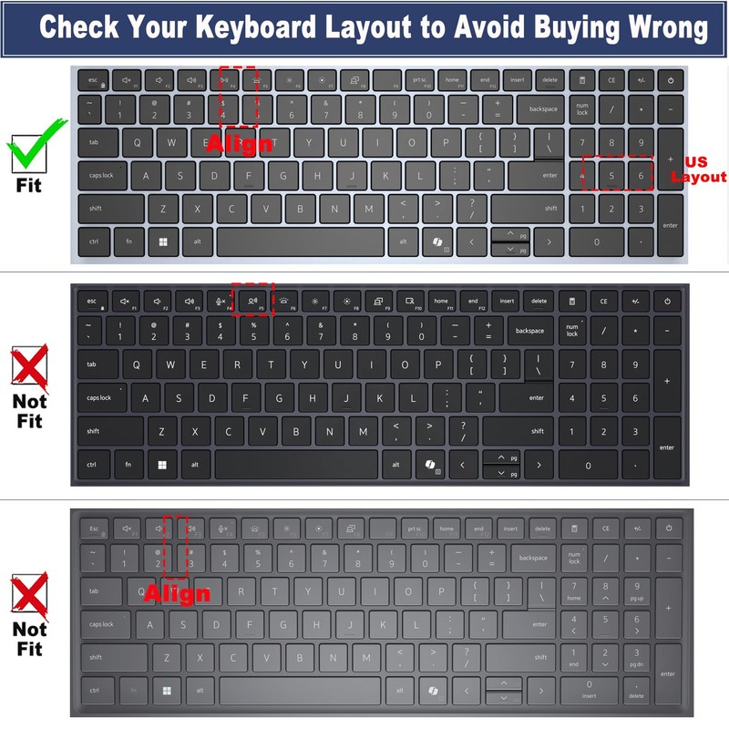 Keyboard Cover for 2026 2025 Dell 16 Laptop DC16250 DC16251