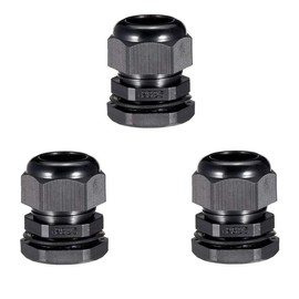 YXQ PG25 Waterproof Cable Gland Joints Adjustable Lock Nut Connector for 16-21mm Cable Plastic Black,3Pcs