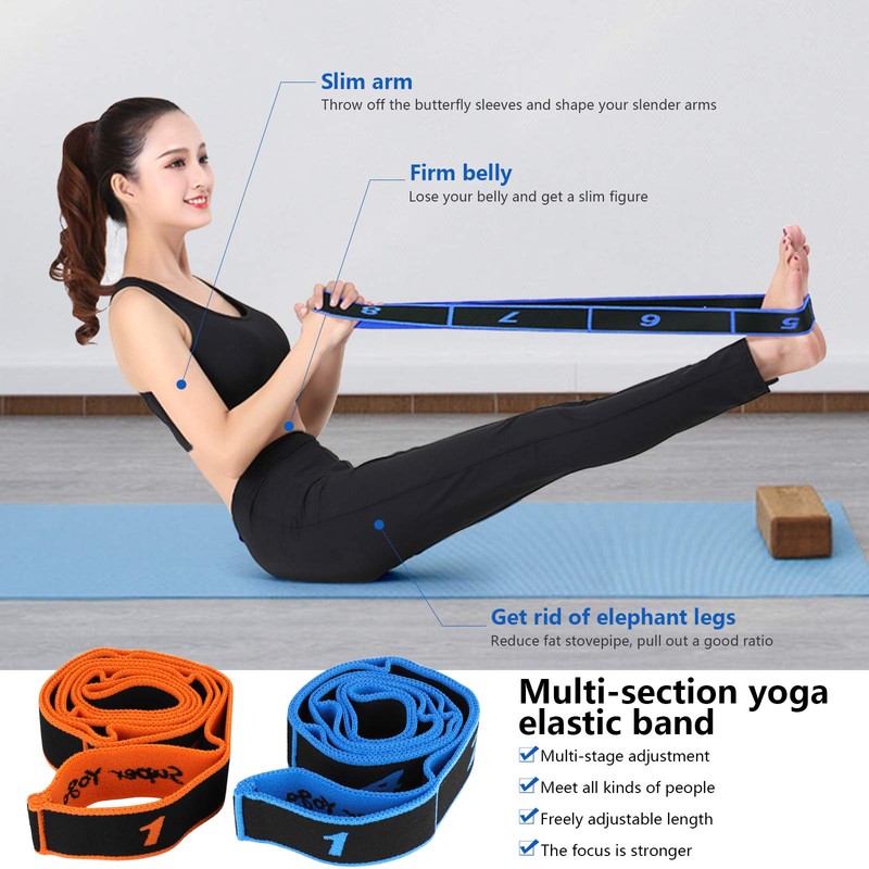 Hippodance Yoga Set, Yoga Stretch Strap with 8 Loops, Easy