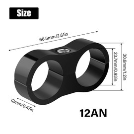 TRUCKMETER 4Pcs 12AN Hose Separator Clamp, Double hole Black Hard Aluminum Hex Anodized Mounting Clamp, Automotive Accessories Suitable for Vehicle Fuel Oil Line Modification