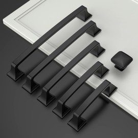 Amerdeco UK0015 Furniture Handles, Black, 96 mm, Hole Spacing, Zinc Alloy Handles for Kitchen Cabinets, Cupboard Handles, Drawer Handles, Door Handles for Kitchen Cabinets, Wardrobe, Pack of 10