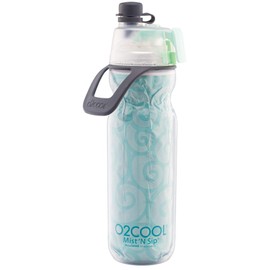 O2COOL Mist 'N Sip Misting Water Bottle 2-in-1 Mist And Sip Function With No Leak Pull Top Spout Reusable Sports Water Bottle - 20 oz (Yoga Mint)