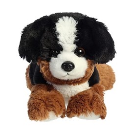 Aurora® Adorable Mini Flopsie™ Bernie Mountain Dog™ Stuffed Animal - Playful Ease - Timeless Companions - Black 8 Inches
