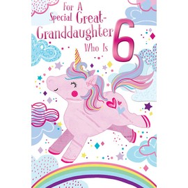 Great Granddaughter 6th Age 6 Today Unicorn Happy Birthday Card Lovely Verse
