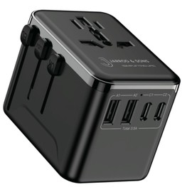 Jarrod & Sons Universal Travel Adapter – 4-Port USB Hub & Wall Charger (2A2C, 17.5W) with EU/US/UK/AUS Plugs – Desktop Charging Station for Travel & Home Use