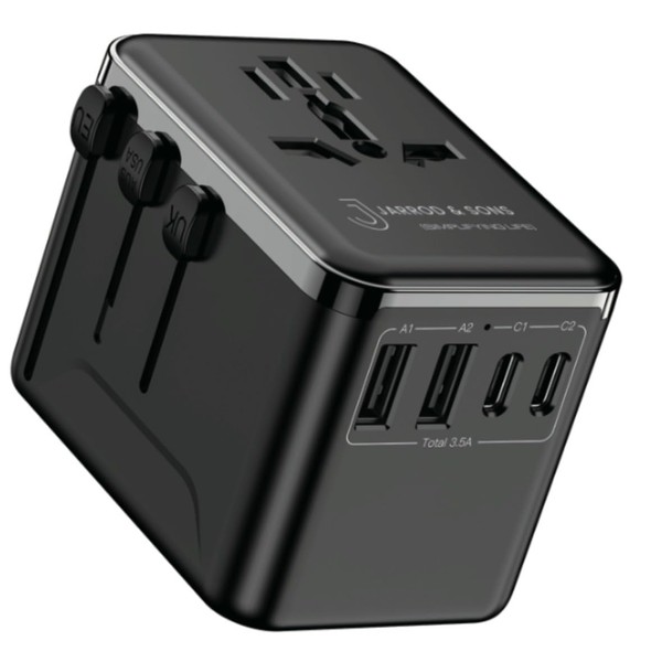 Jarrod & Sons Universal Travel Adapter – 4-Port USB Hub