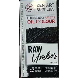 ZenART Oil Paint - Raw Umbre | 2 x 50ml Professional Artist Oil Paint Tubes | Rich Pigment, Smooth Texture, Non-Toxic | Ideal for Fine Art, Portraits, Landscapes