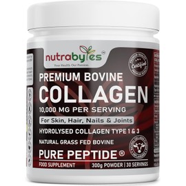 High Strength Collagen Powder 10,000mg | Pure Hydrolysed Bovine Collagen Type I & III | Unflavoured Protein Peptides for Women & Men | 19 Amino Acids | Supports Skin, Hair, Nails & Joints | Keto & Paleo Friendly | Halal & Kosher Certified
