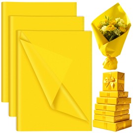 60 Sheets Yellow Tissue Paper Bulk, PLULON Gift Wrapping Tissue Paper for Packaging 14 x 20 Inch Art Crafts for Gift Bags Decorative Floral Wedding Birthday Party Decor
