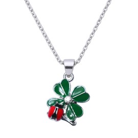 Women's Necklace with Clover Leaf Pendant Ladybird Lucky Charm 45 + 5 cm Zinc Not Applicable