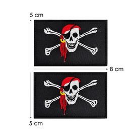 2 parches bordados con diseño de bandera de pirata Jack Rackham (estilo-1)