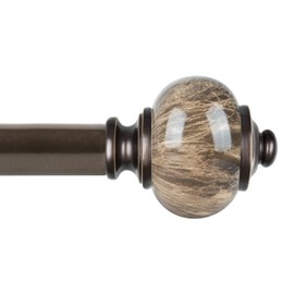 1 Inch Curtain Rods 72 to 144 Inches (6 to 12 ft), USFOOK Telescoping Single Drapery Rod, Bronze Curtain Rods for Windows with Marble Finials