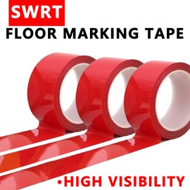 SWRT 2" x 110FT Red Floor Marking Tape and Dance Splicing Tape, Caution Gym Floor Tape Warning Safety Stripe Tape for Floor Marking, Athletics, School, Restaurants, Equipment and More