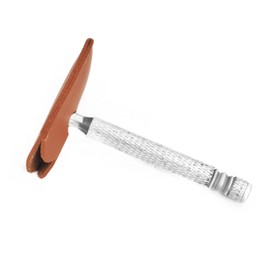 NOVERBEASTE OMLYER Durable and Double Edge Faux Leather Razor Head Sleeve, Protective Sheath Case (Brown)