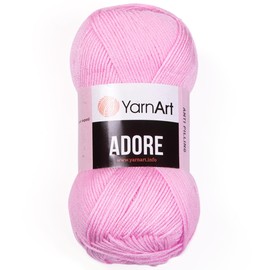 1 Skein YarnArt Adore, Antipilling Yarn, 100% Antipilling Acrlylic, 100 g (3.5 oz), 280 m (306 yd), 3 : Light-DK, Baby Pink - 338