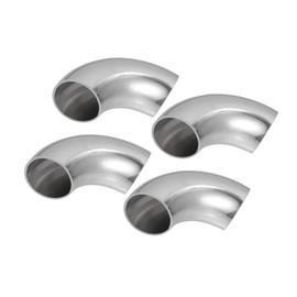 Motoforti 90 Degree Steel Exhaust Elbow Pipe Bend Tube Durable 25mm OD Exhaust Elbow Pipe SS304 Stainless Steel Silver Tone (Set of 4) Long-lasting