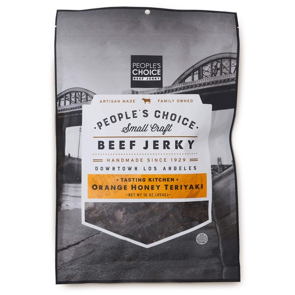 People's Choice Beef Jerky - Tasting Kitchen - Orange Honey Teriyaki - Camping Food, Backpacking Snacks, Road Trip Snacks - High Protein Low Sodium Healthy Snacks - 1 Pound, 16 oz - 1 Bag