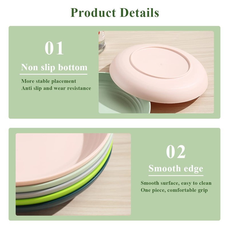 Berglander 9 Inch Plastic Deep Dinner Plates Set of 8