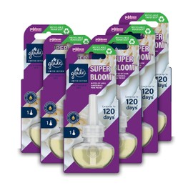 Glade Plug in Air Freshener Refill, Electric Scented Oil Room Air Freshener, Super Bloom, Pack of 6 (6 x 20ml)