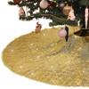 PartyDelight Sequin Christmas Tree Skirt 36" Sparkly Gold