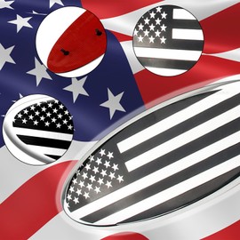 9 Inch Metal Replacement Ford Emblem - American Flag Front Grille F150 Tailgate Oval 9"X3.5" - Fits 04-14 F250 F350, 11-14 Edge, 11-16 Explorer, 06-11 Ranger - Silver
