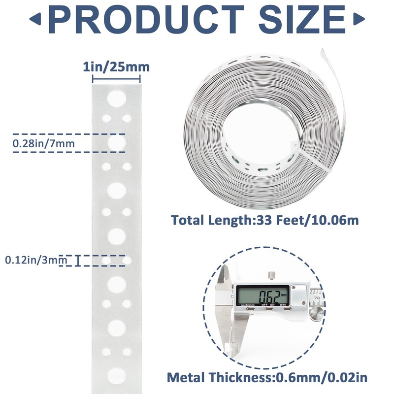 Galvanized Metal Pipe Strap 1-Inch x 33FT 0.6mm Thickness for