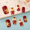 Red Maple Leaf Press on Nails Short Square Shaped Fake