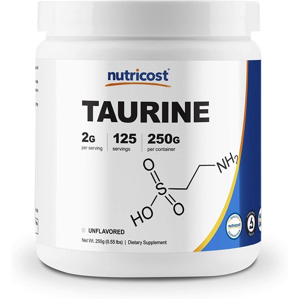 Nutricost Taurine Powder 250 Grams - 125 Servings, 2000mg Per Serving