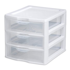 Sterilite 3 Drawer Clear Mini Storage Unit Stackable Organizer for Small Items