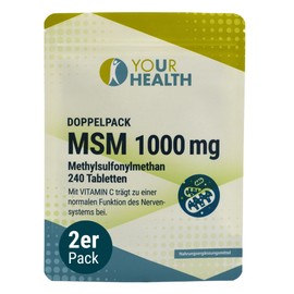 Double Pack: MSM 1000 mg; Methylsulfonylmethane; with Vitamin C - 480 Tablets (Pack of 2)