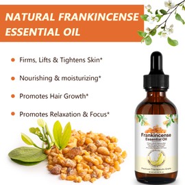 Frankincense Essential Oil 60ml - 100% Pure Natural Frankincense Oil for Skin Care, Nourishing Essential Oils for Hair Care, Home Diffusers, Skin, Aromatherapy, Stress Relief & Relaxation, Scars