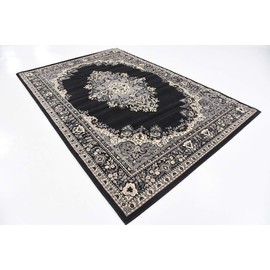Unique Loom Reza Area Rug, 6 x 9 Feet, Black/Beige