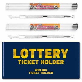 nitaru Lottery Ticket Scratcher Tool, Scratch Off Stickers Lotto Scratcher Tool, Lottery Scratcher Tool, Back Scratcher Metal Scraper Tool, 2 Lottery Ticket Scratcher Tools + 1 Lottery Ticket Holder