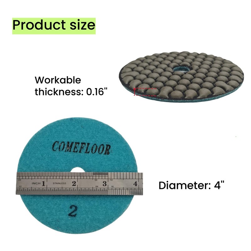 ComeFloor Dry Diamond Polishing Pads 4 Inch 3 Step Buffing