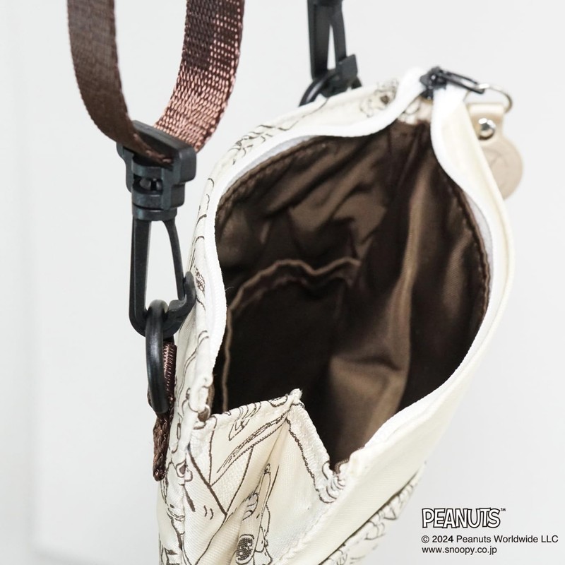 Peanuts PND49301H Cream Sacoche Base Ball Pattern Off White