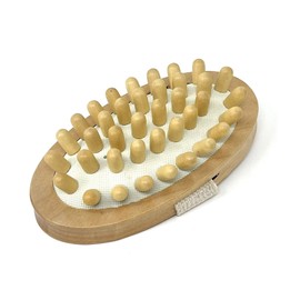 Massage Oval peg Cellulite brush size is approximate to 4 inches wide by 6 long