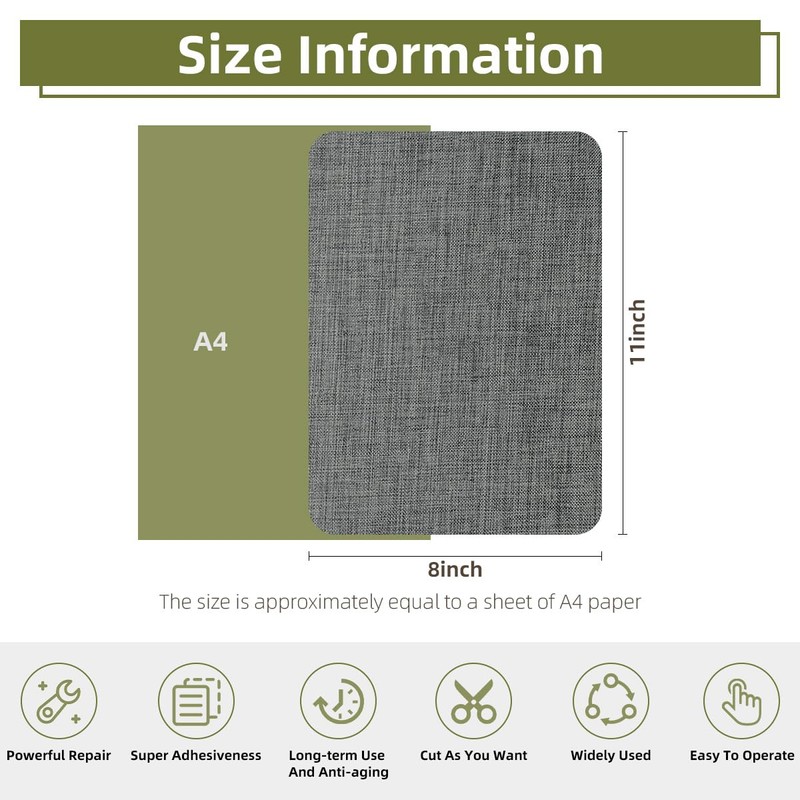 ZESION 2Pcs Self-Adhesive Linen Fabric Patches, Quick Repair for Sofas,