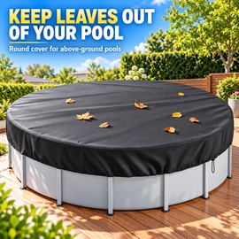 4 Ft Round 210D Waterproof Above Ground Pool Cover with Drawstring, Black Outdoor Protective Cover