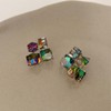 Wendalern Crystal Cluster Stud Earrings Geometric Square Gradient Crystal Earrings