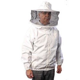 FOREST BEEKEEPING SUPPLY –Premium Breathable Cotton Jacket with Round Veil, Professional Beekeeper Jacket YKK Brass Zippers - 2XL